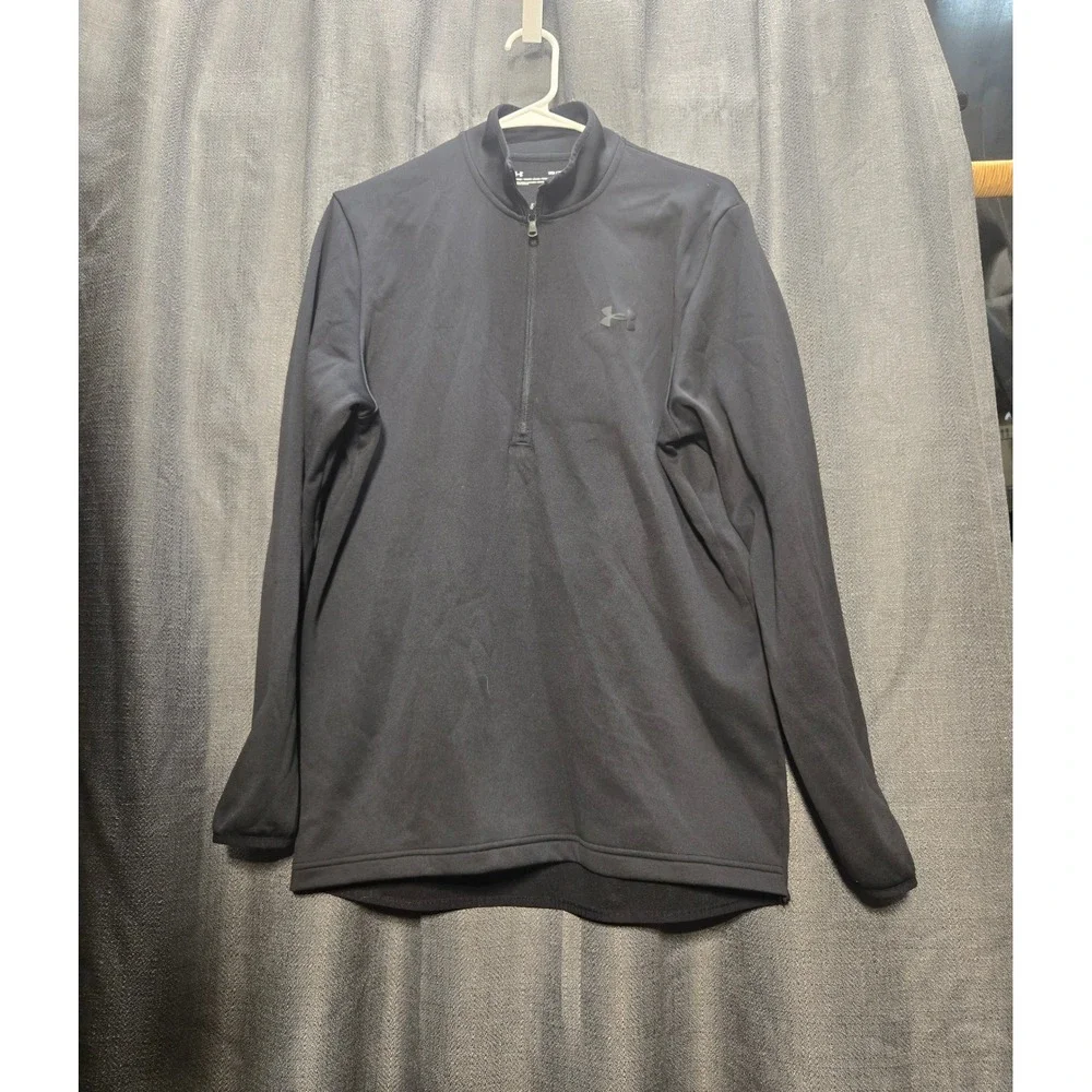 Under Armour Pullover Half Zip Long Sleeve Athletic Shirt Black Medium